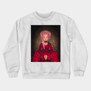 Dangerous Liaisons  Anime Marie Antoinette Fantasy Fashion Illustration in Lowbrow pop surrealism style with green baby dragon Crewneck Sweatshirt